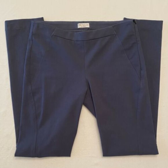Brunello Cucinelli Pants Blue Slacks Size 2 Cropped 95% Wool 5% Elastane
